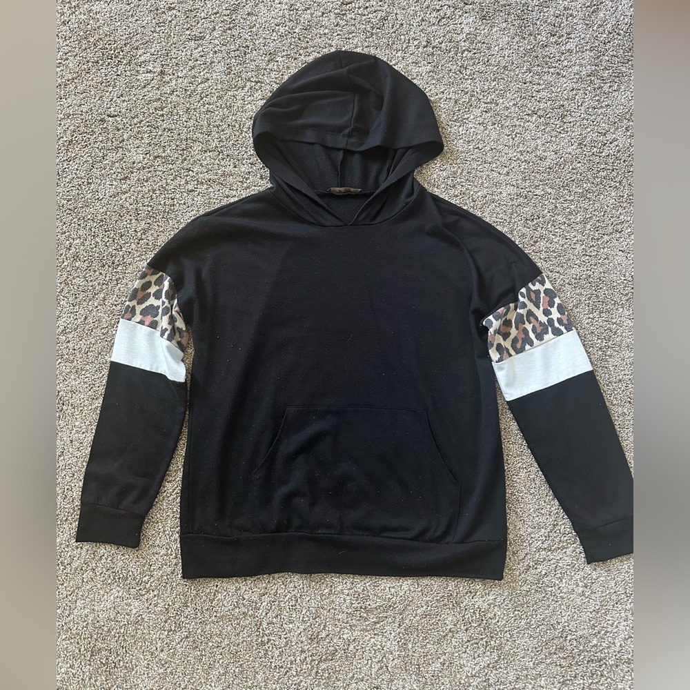 Black and Brown Sweater with Camo Sleeve Details